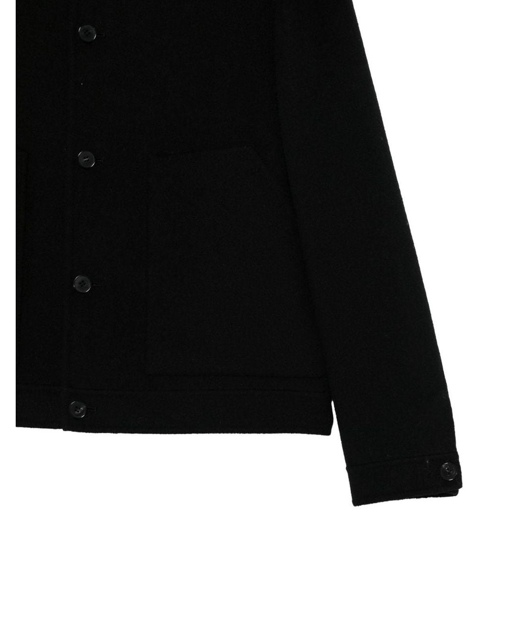 Low Brand Black Double Wool Jacket With Patch Pockets for men