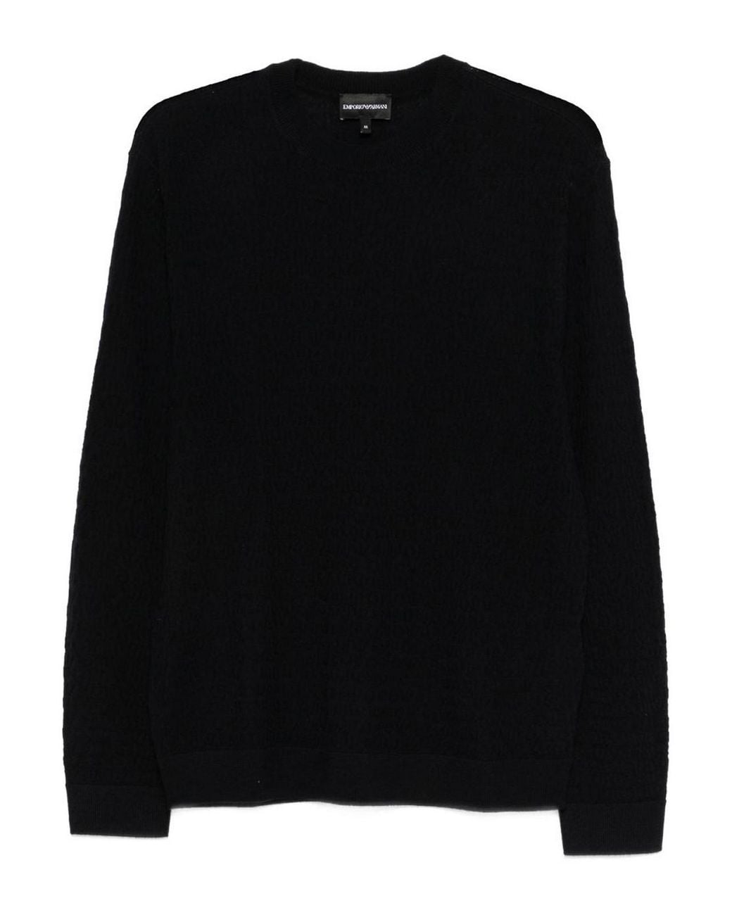 Emporio Armani Black Wool Crewneck Sweater for men