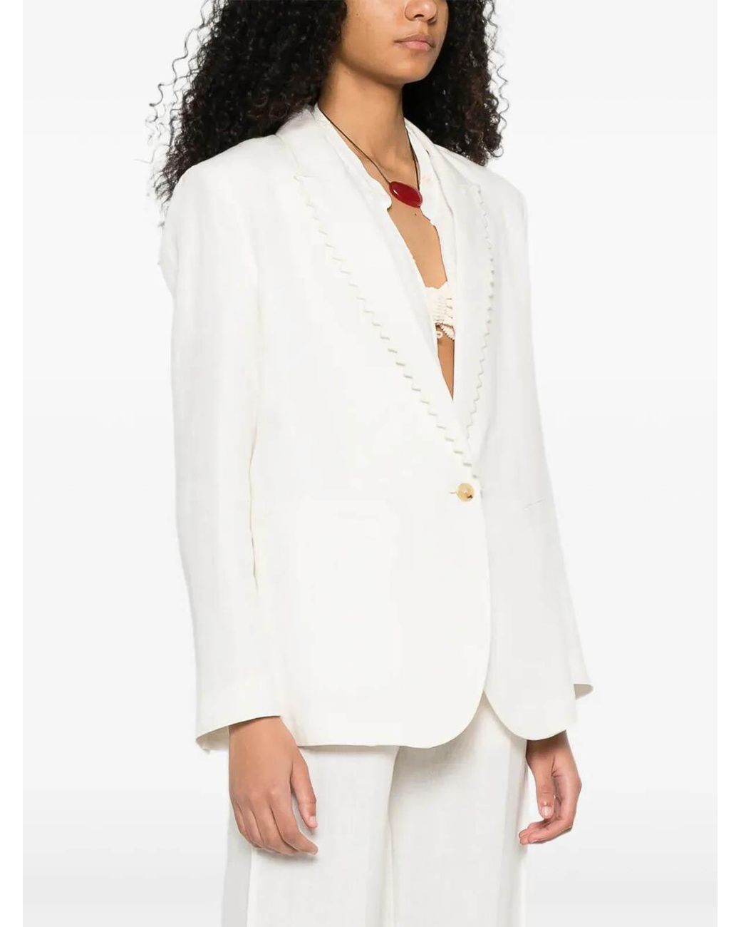 Forte_forte White Lina Chic Towel Jacket With Cape Embroidery