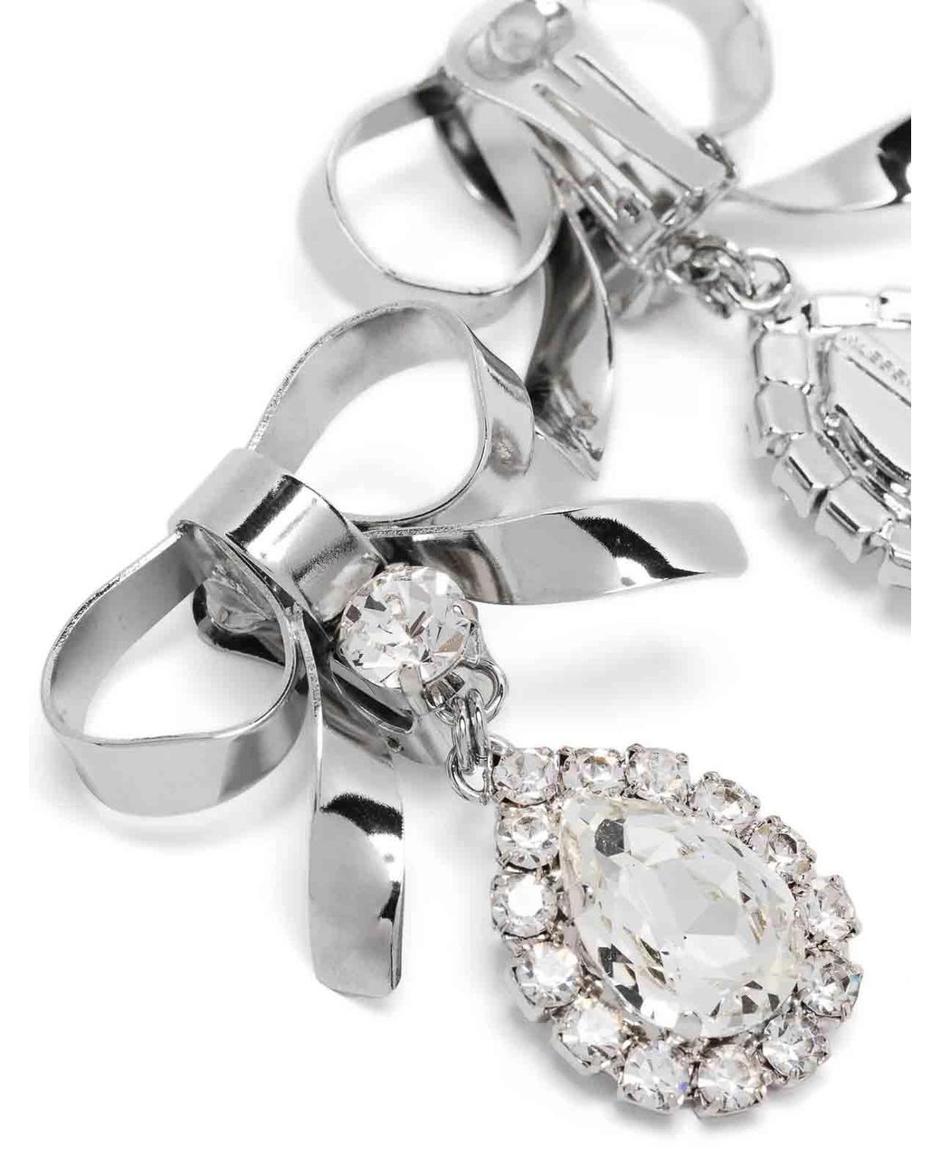 Alessandra Rich White Metal Bow Earrings
