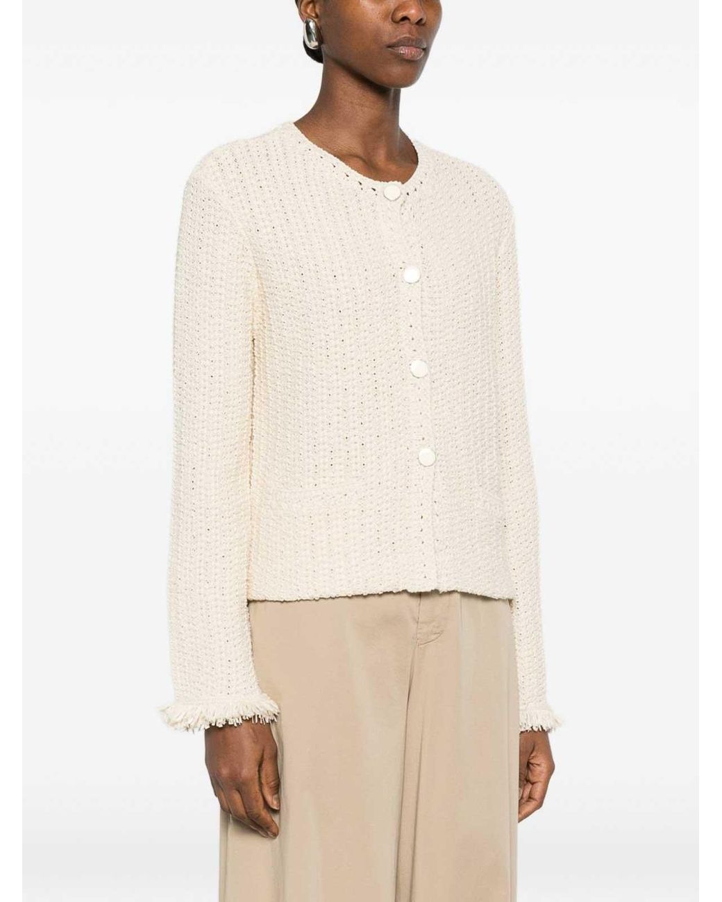 Emporio Armani White Cotton Blend Blazer Jacket