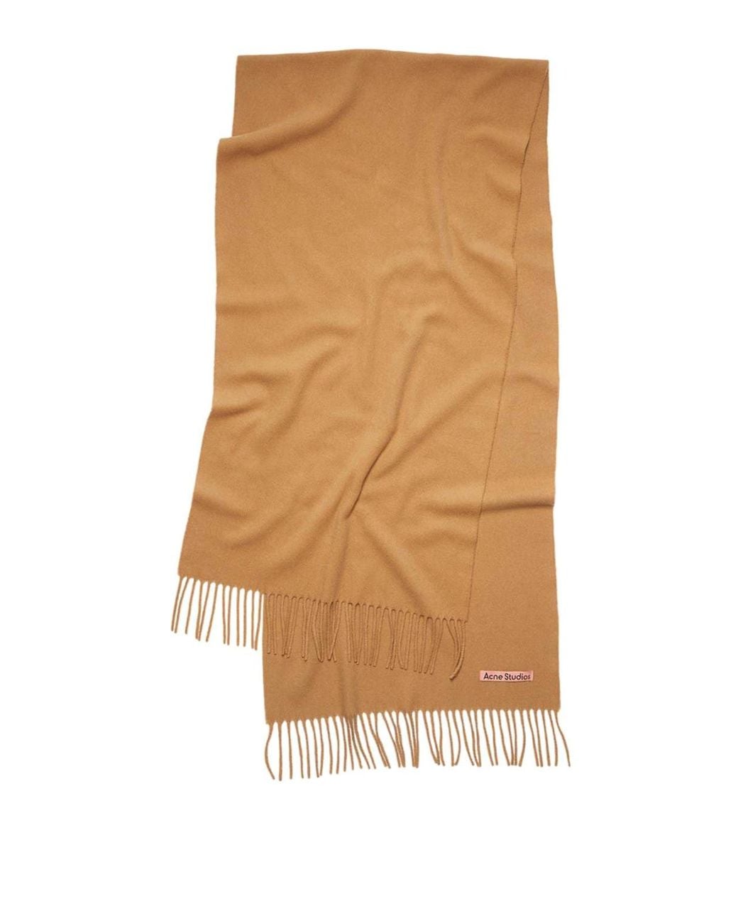 Acne Natural Narrow Cashmere Fringe Scarf