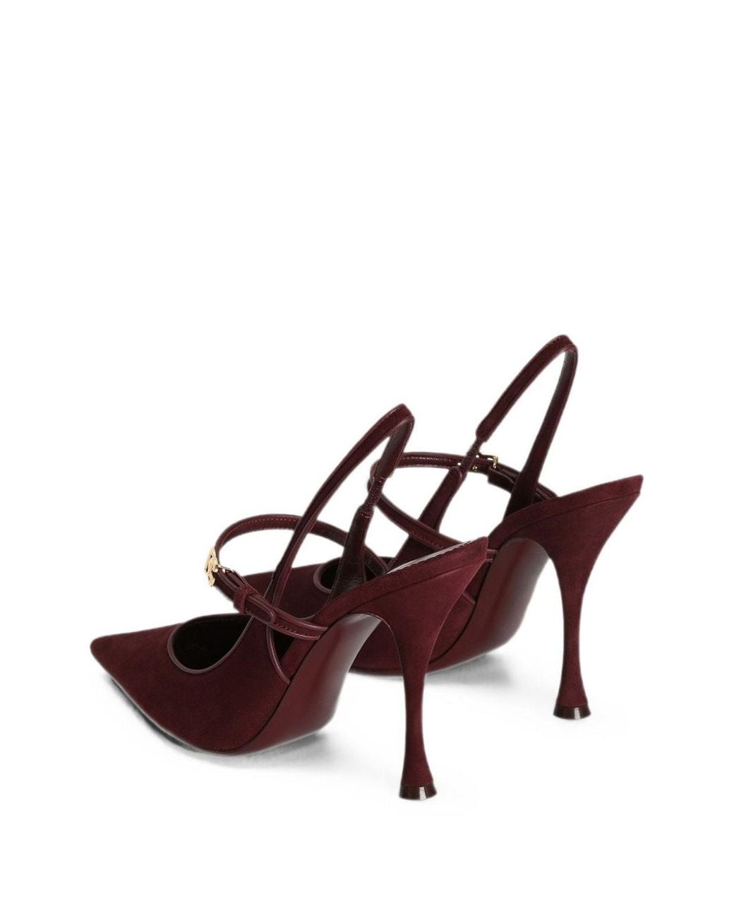 Dolce & Gabbana Brown Burgundy Suede High-Heel Slingback Pumps