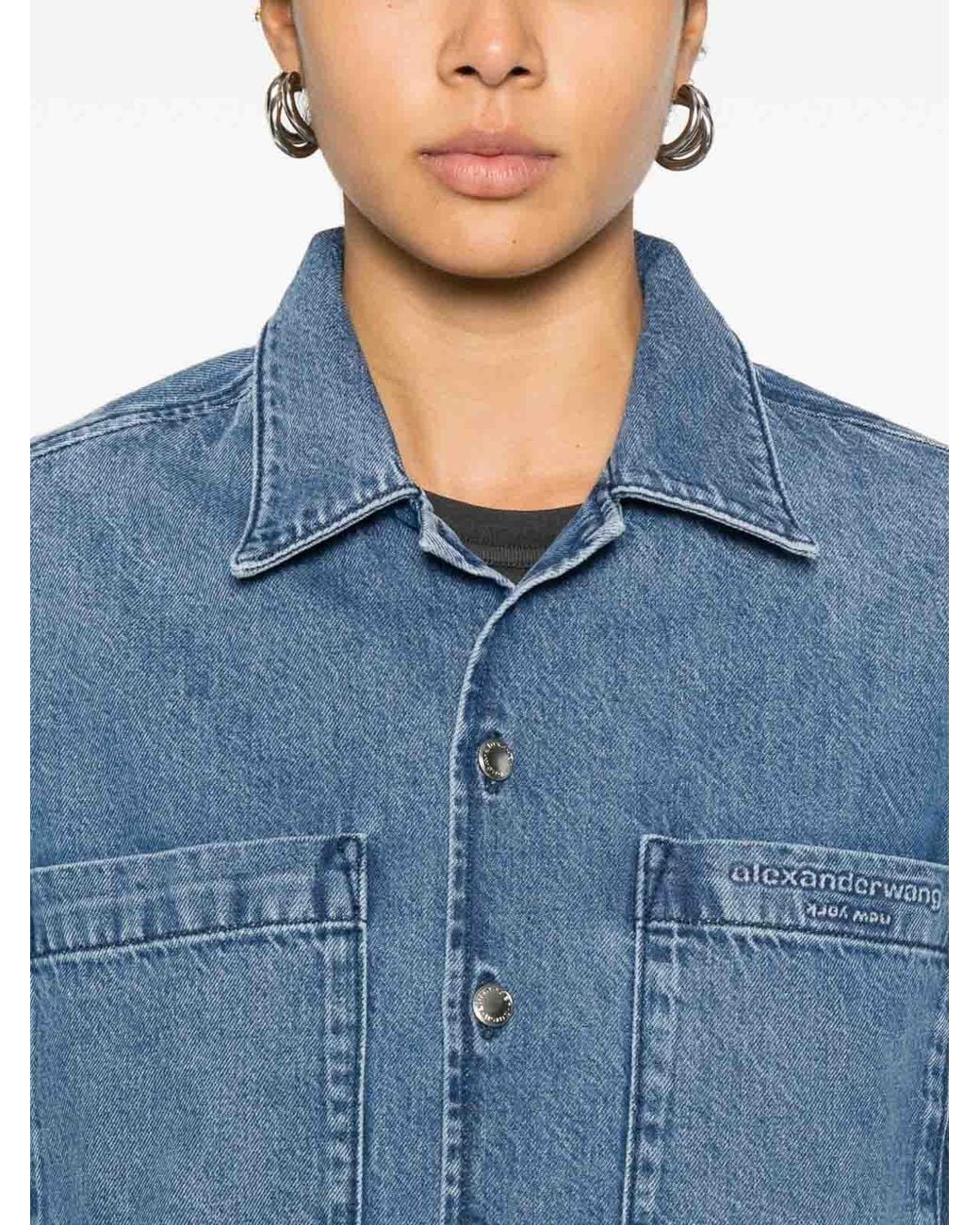 Alexander Wang Blue Denim Crop Shirt