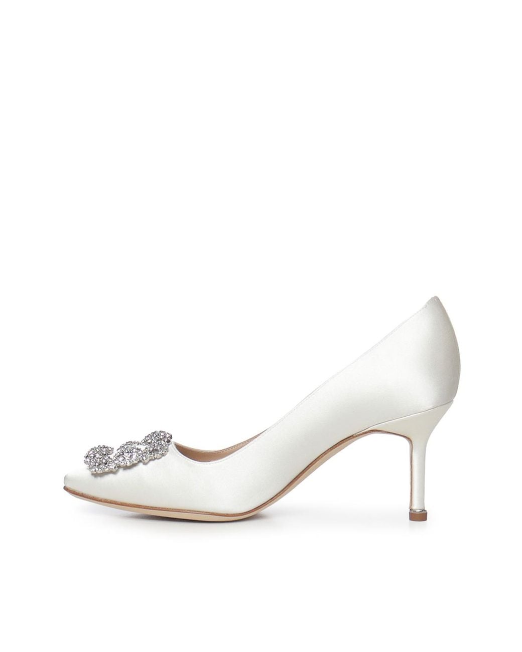 Manolo Blahnik White Hangisi Satin Pumps