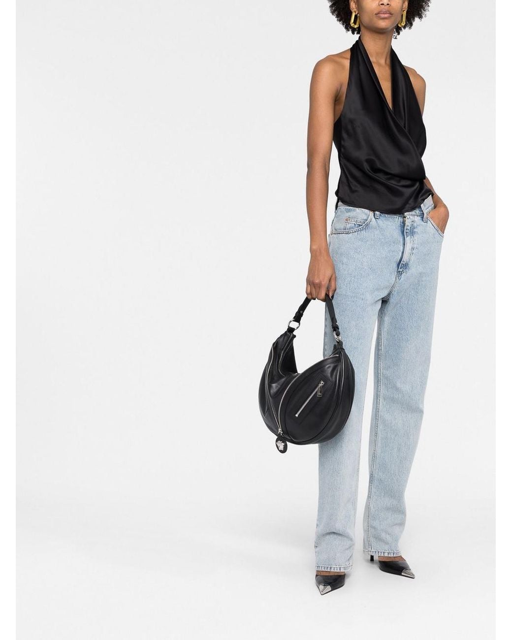 Versace Black Medusa Logo Zip Bag