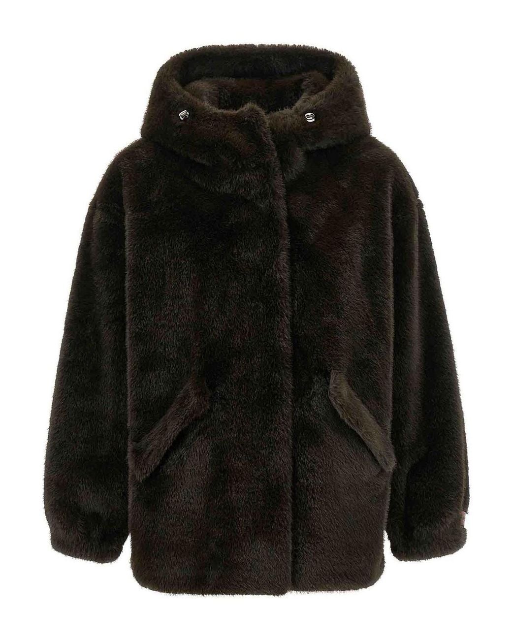 Lou Andrea Black Eco-Fur Hooded Jacket
