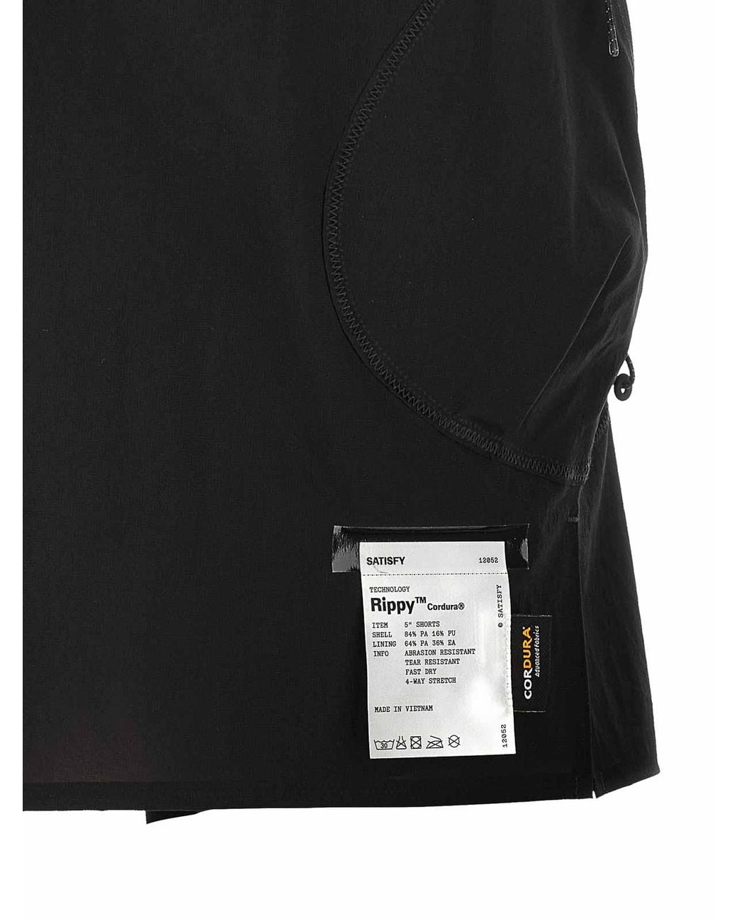 Satisfy Black Rippy Cordura 5 Trail Shorts for men