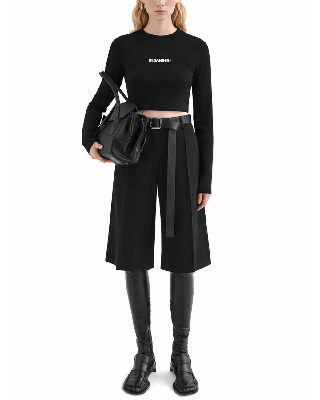 Jil Sander Black Cropped Top With Logo