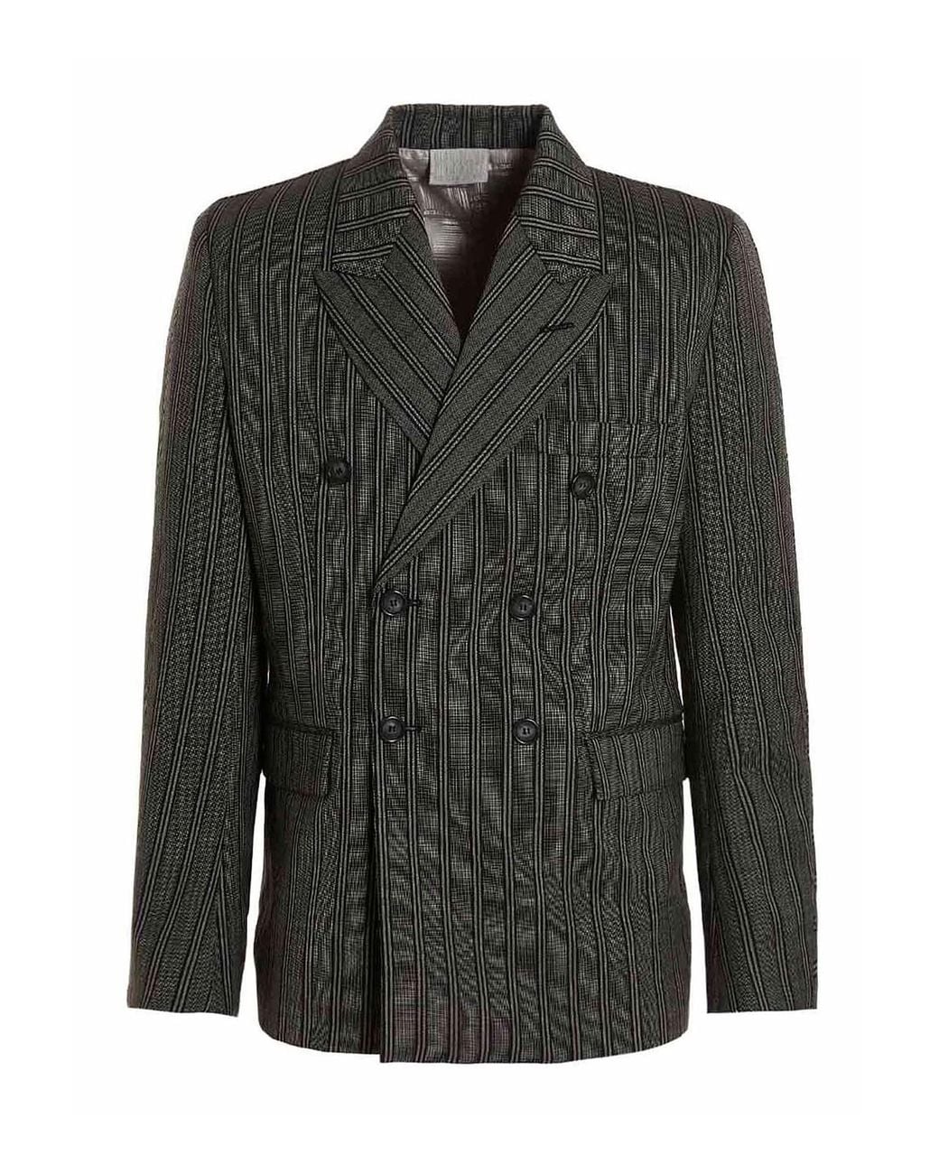 VTMNTS Gray Tonal Double Breasted Tailored Blazer for men