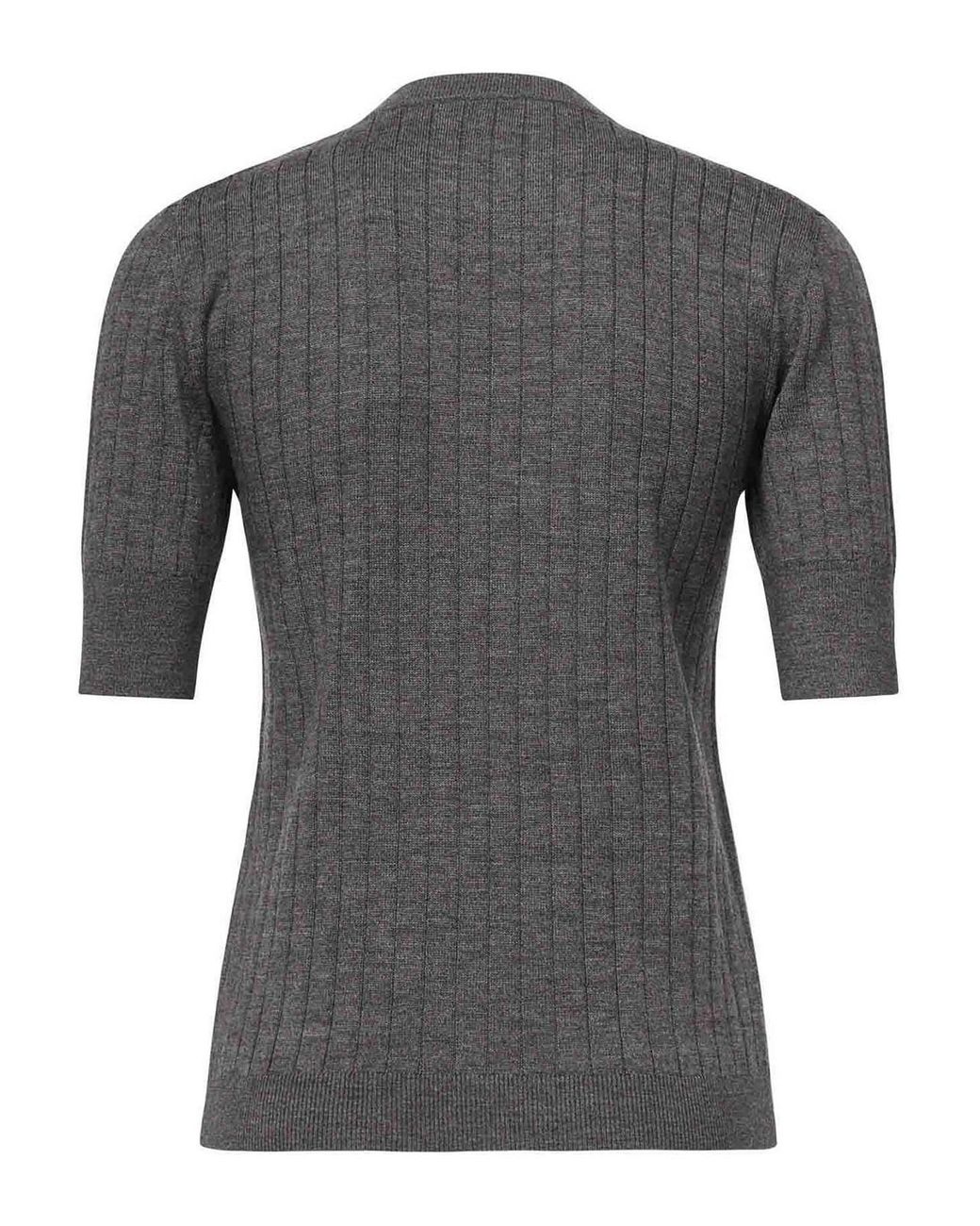 Bottega Veneta Gray Ribbed Wool Sweater