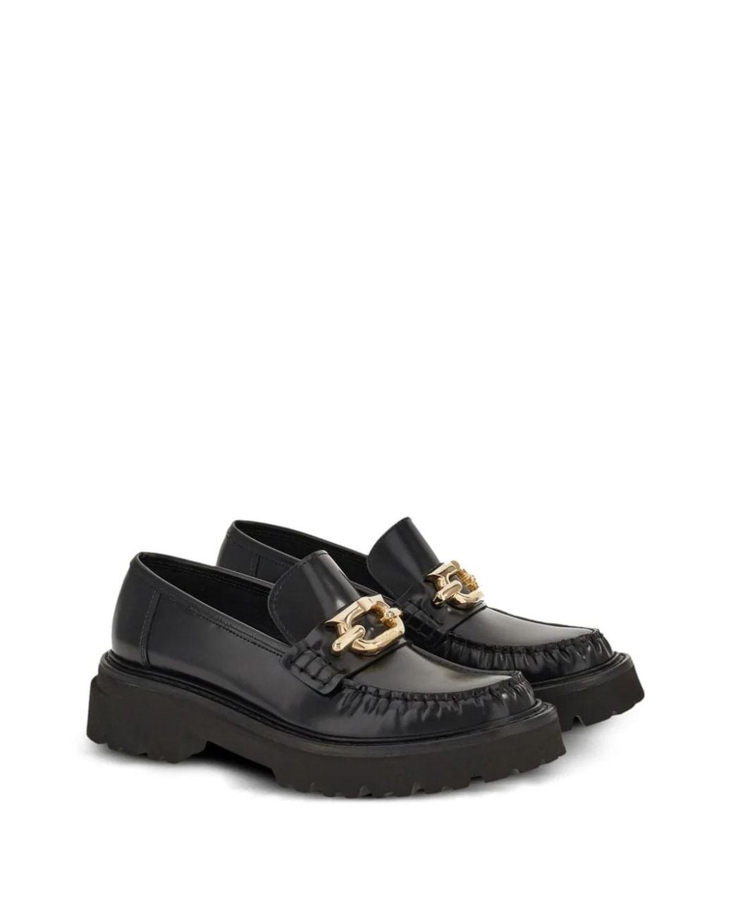 Ferragamo Black Gancini-Plaque Loafers for men
