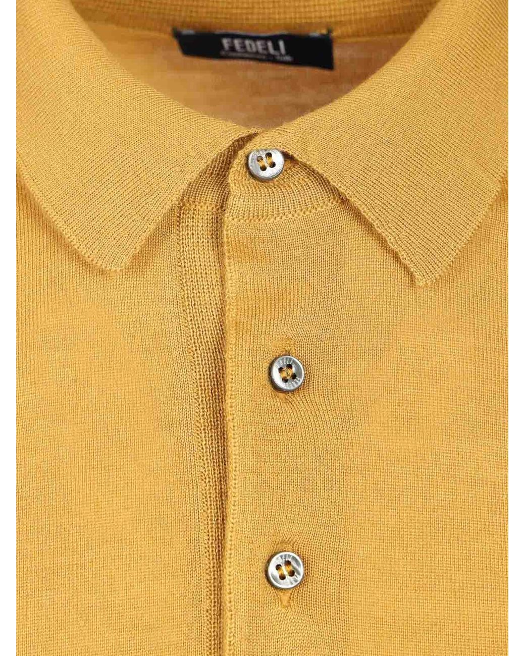 Fedeli Yellow Long-Sleeved Polo Shirt for men