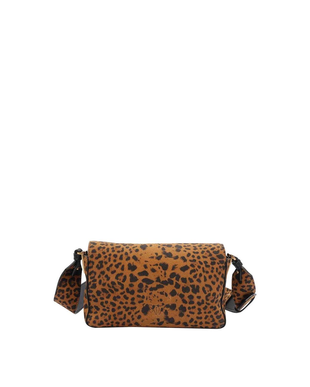 Pinko Brown Mini Leopard Suede Slouchy Bag