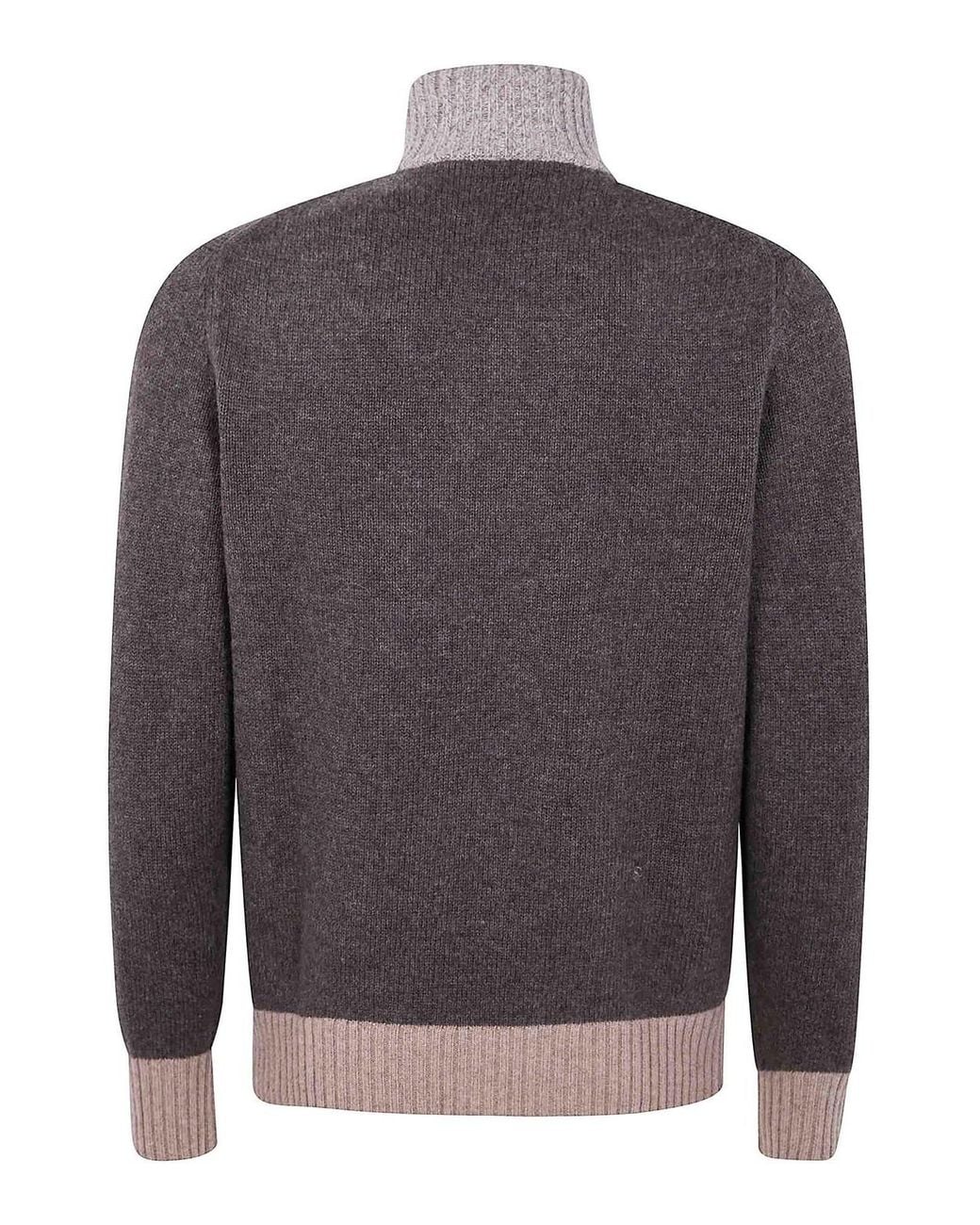 Ballantyne Brown T Neck Pullover Button for men