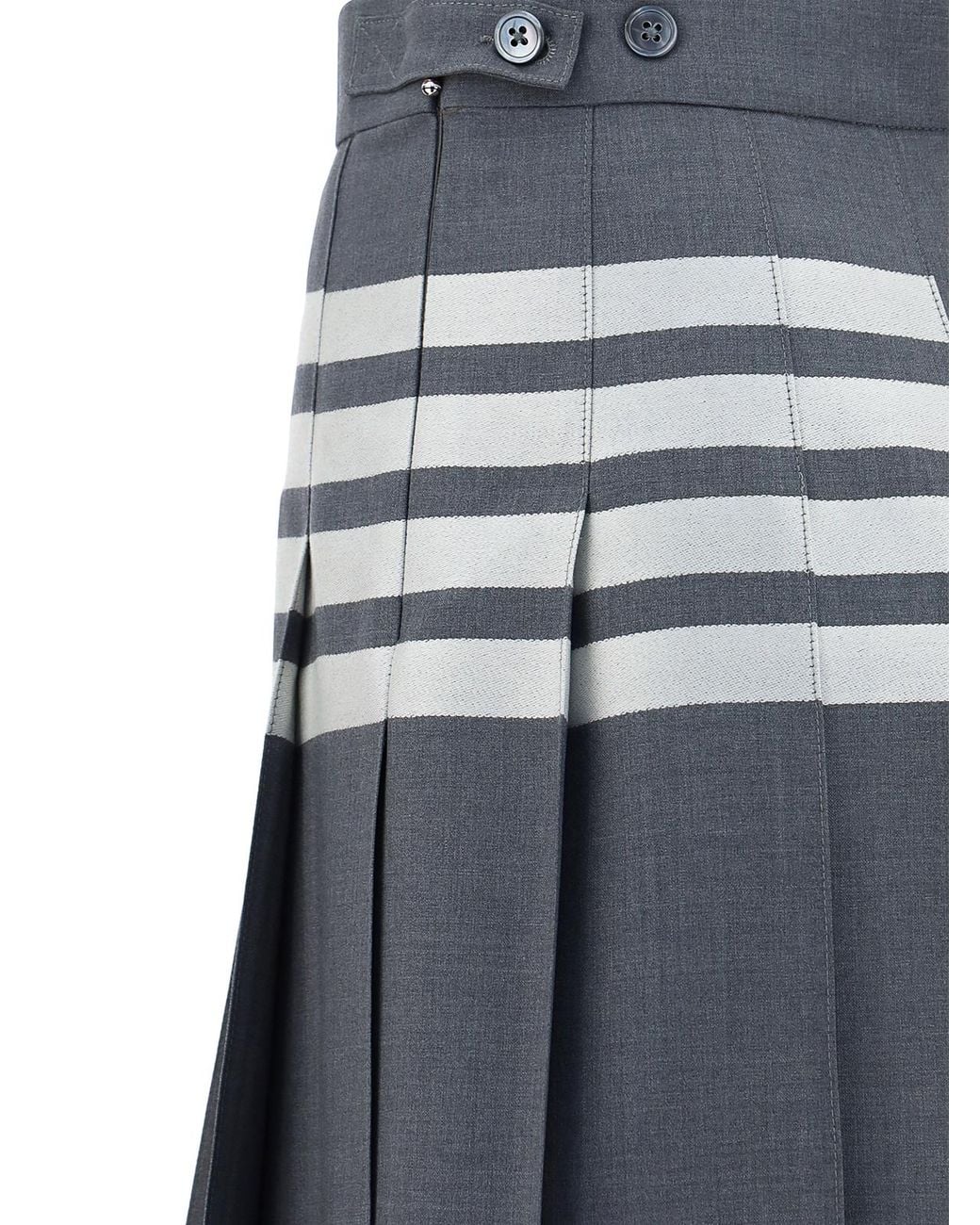 Thom Browne Blue Wool Mini Skirt