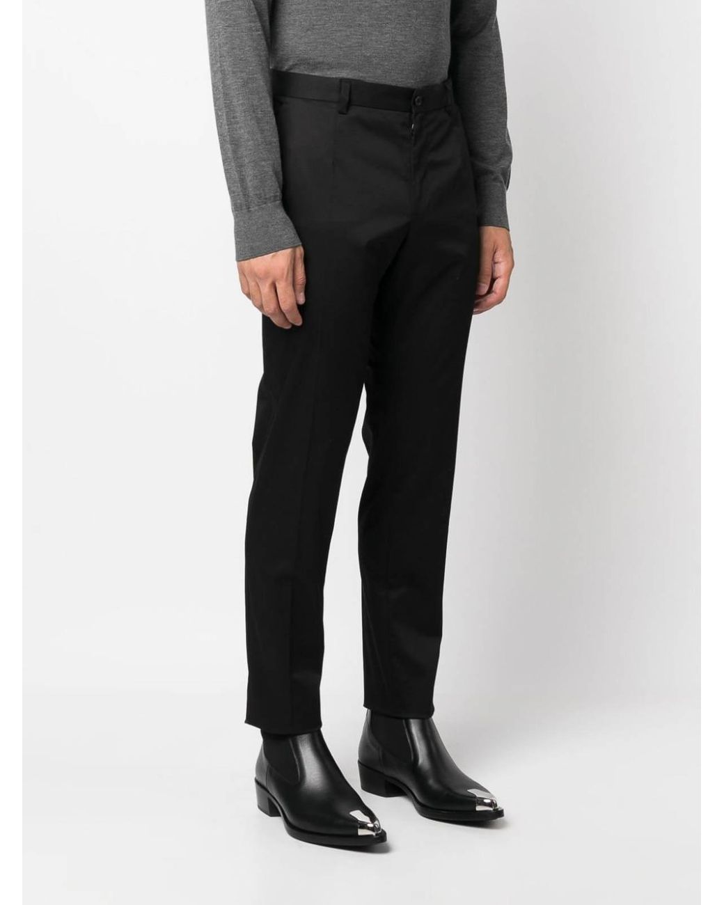 Dolce & Gabbana Black Straight Leg Trousers for men