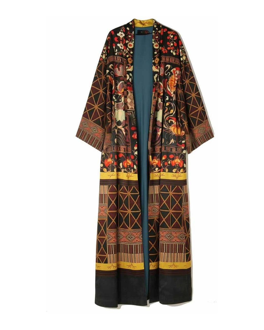 HUI Multicolor Dragon Printed Long Kimono