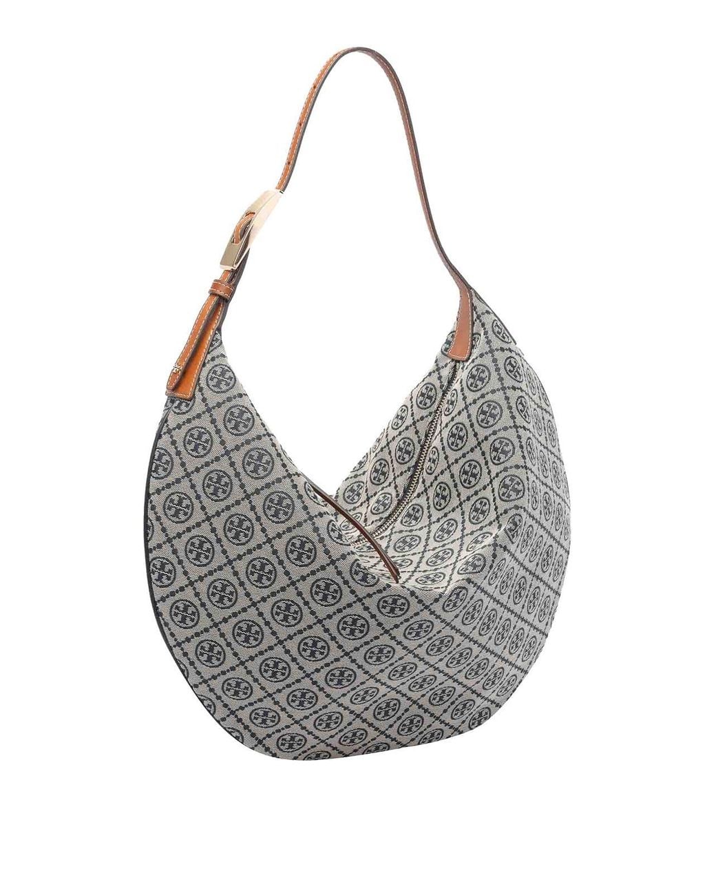 Tory Burch Gray T Monogram Balloon Bag