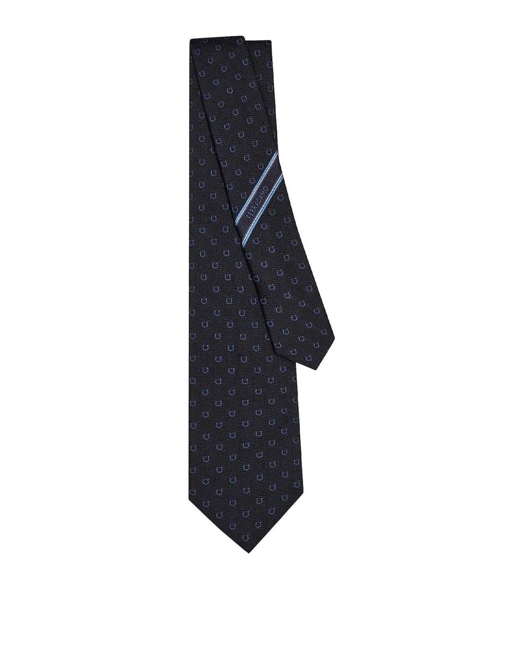 Ferragamo Blue Gancini Jacquard Silk Tie for men