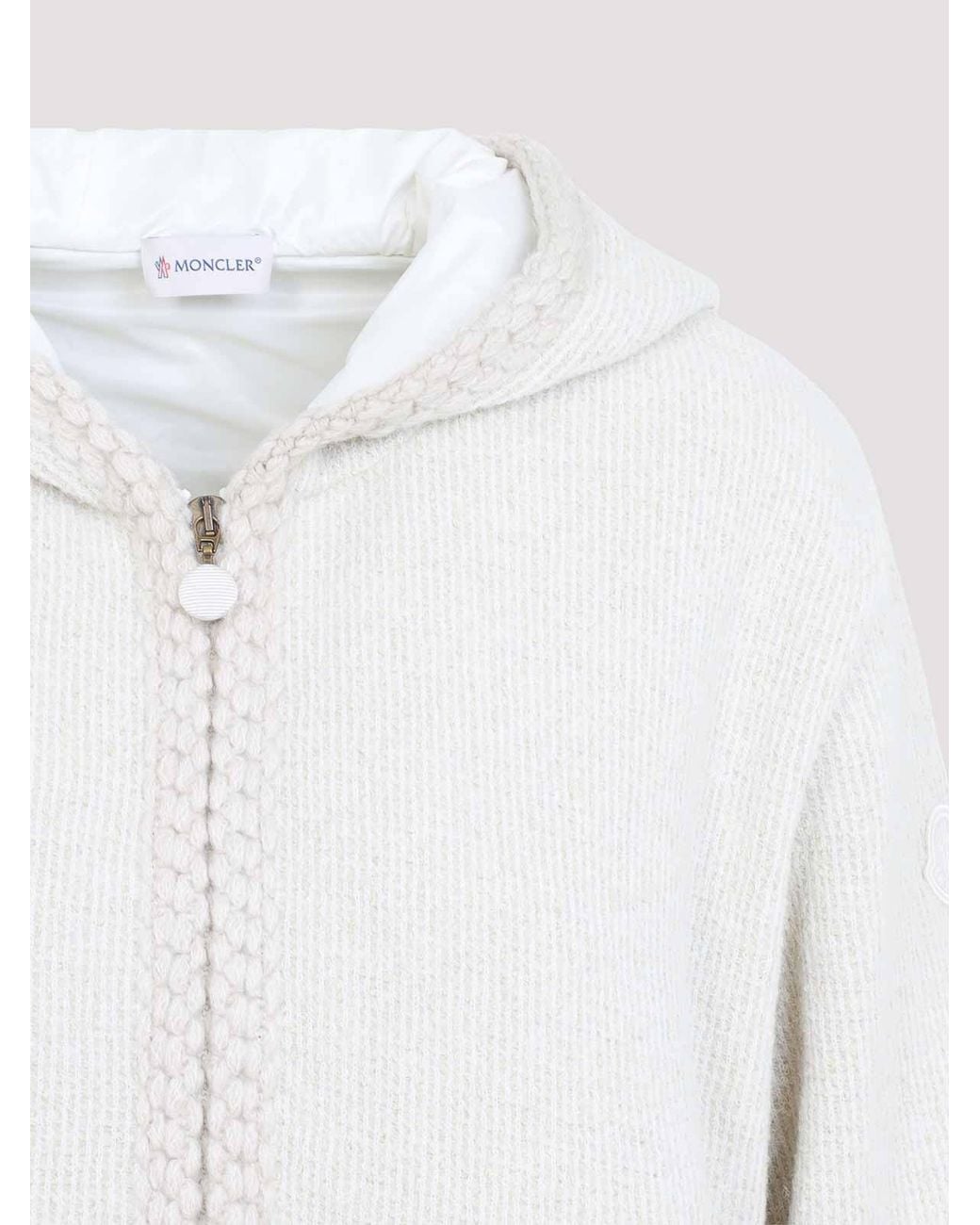 Moncler White Zip Up Cardigan