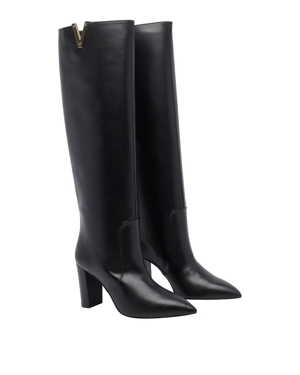 Via Roma 15 Black V Leather Pump Boots
