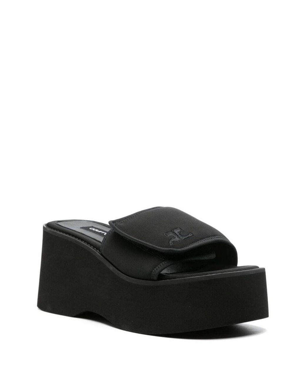 Courreges Black Stretch Polyester Blend Scusa Wave Slippers