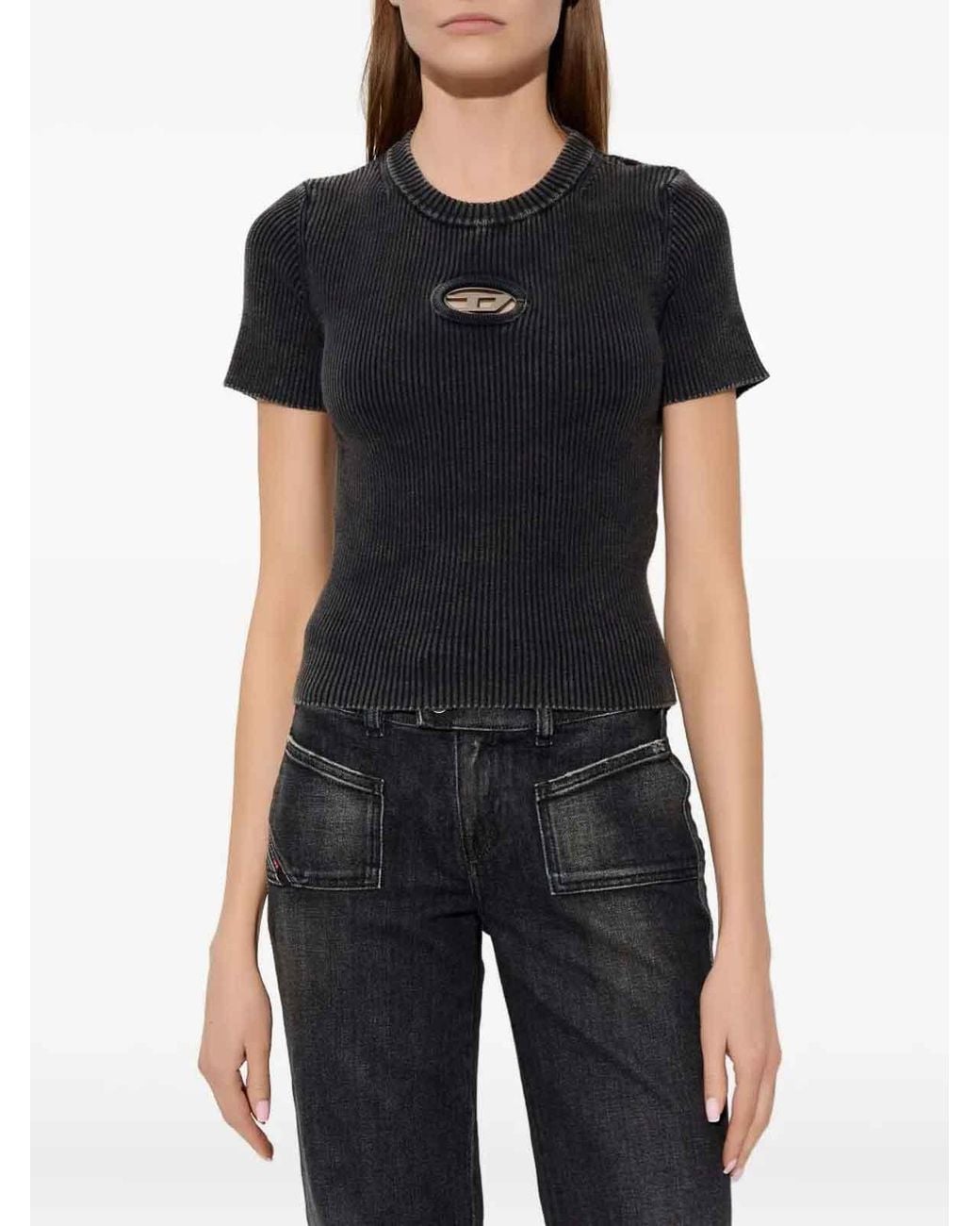 Pull Col Rond DIESEL en coloris Black