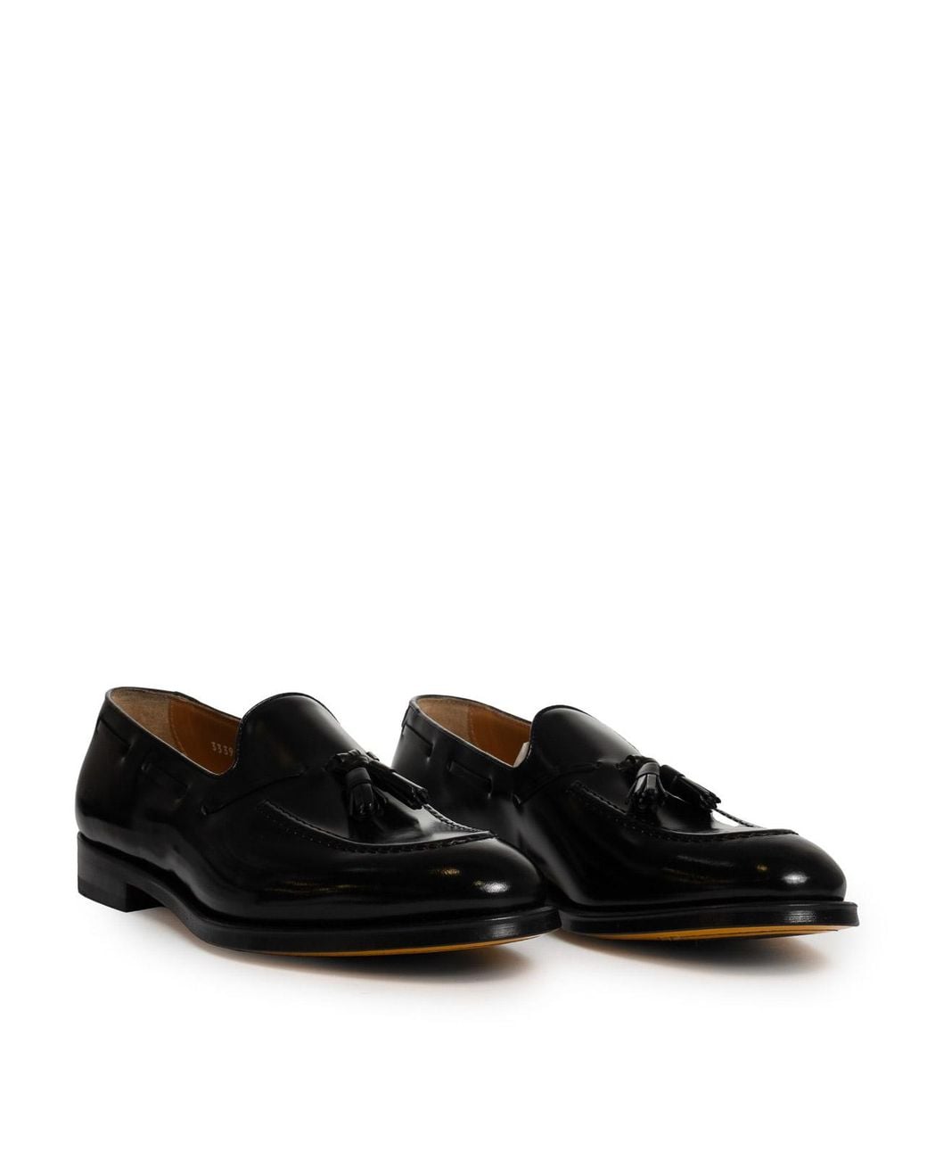 Doucal's Black Leather Tassel Loafer for men