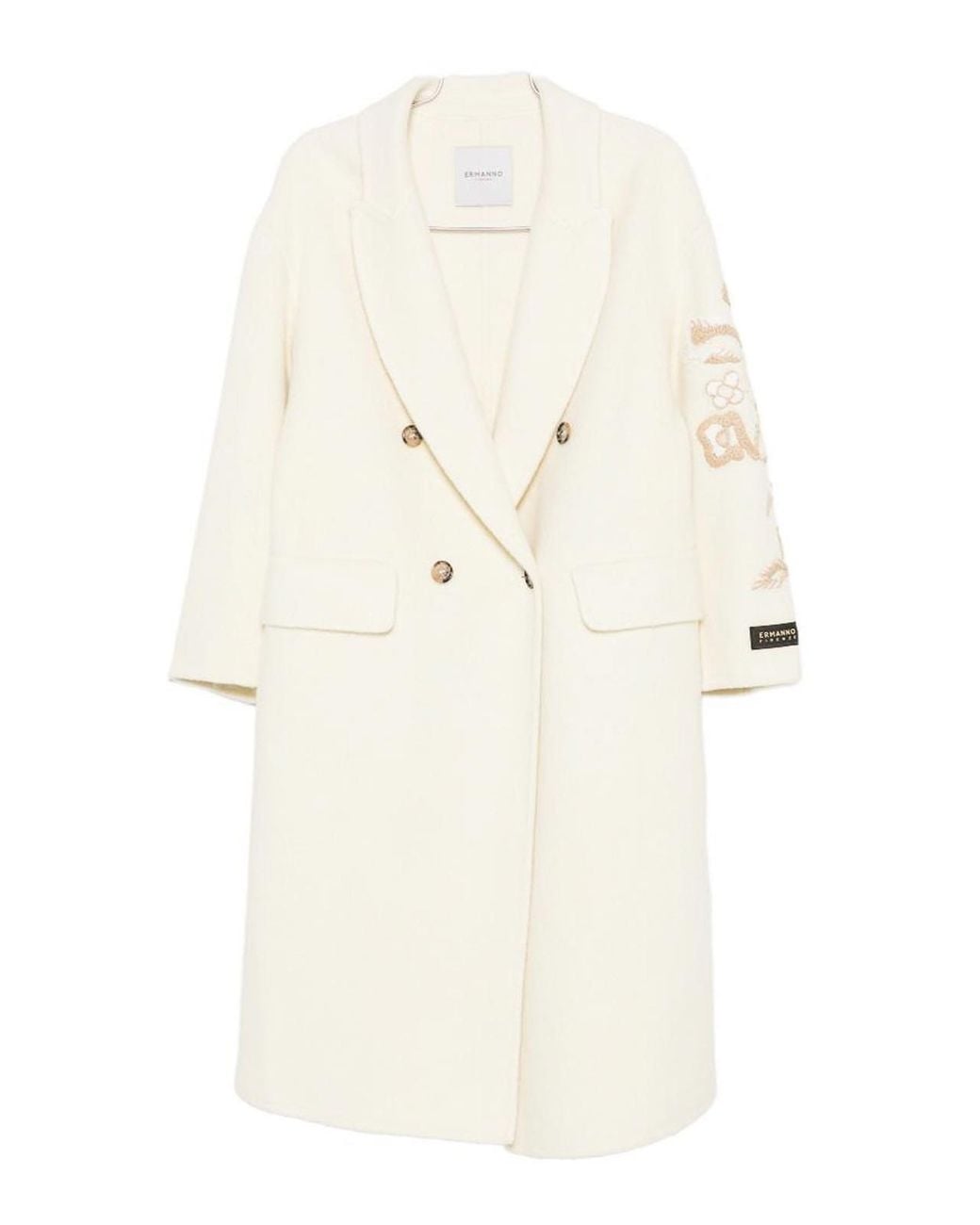 ERMANNO FIRENZE White Wool Double-Breasted Coat