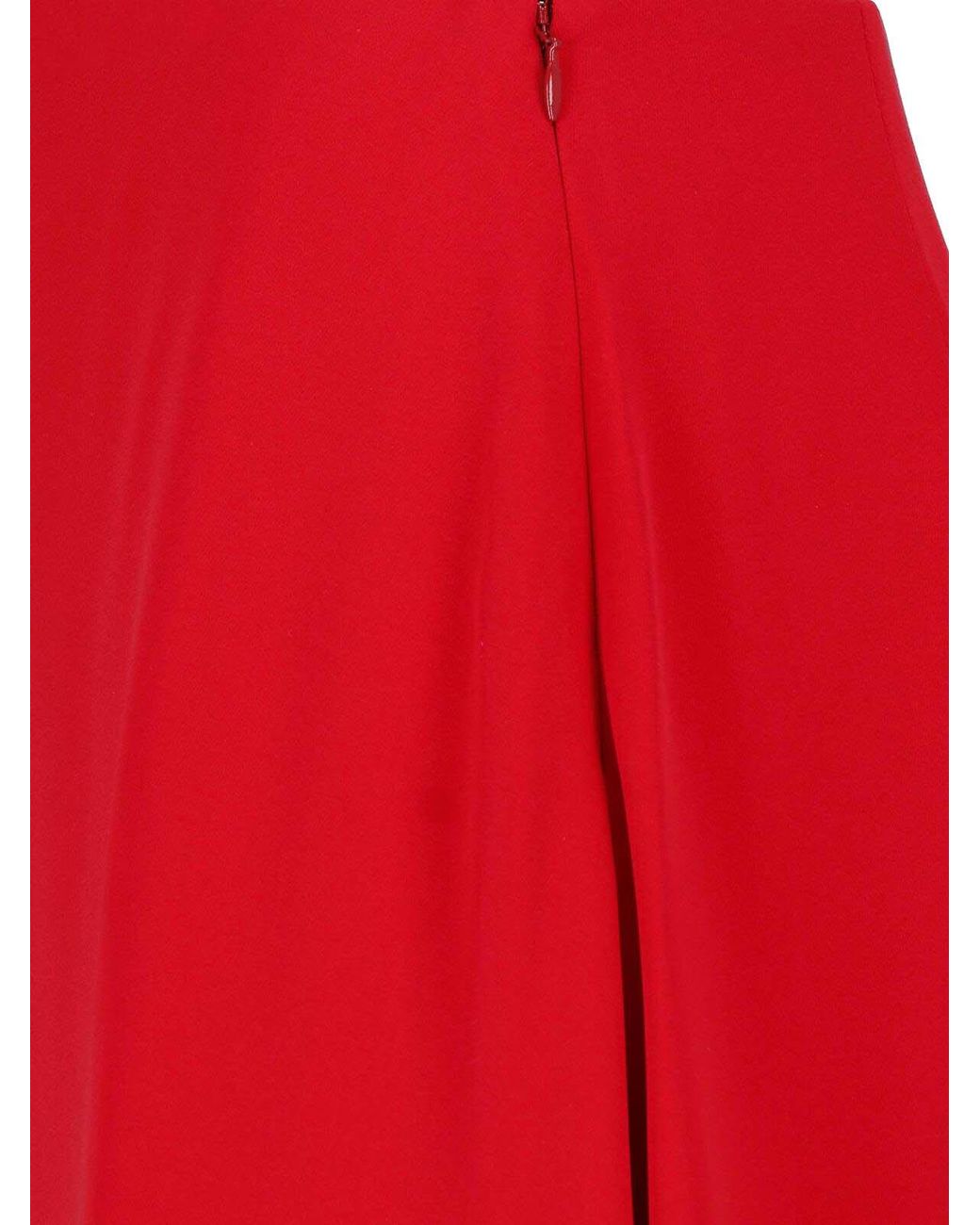 Valentino Garavani Red Silk Midi Skirt