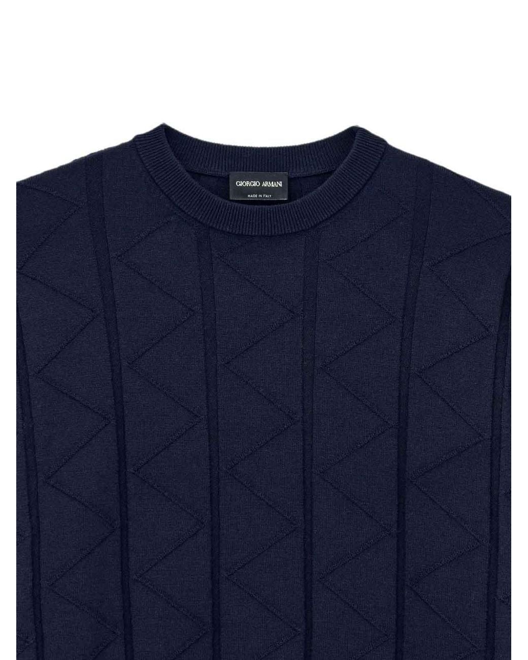 Pull Col Rond Giorgio Armani pour homme en coloris Blue