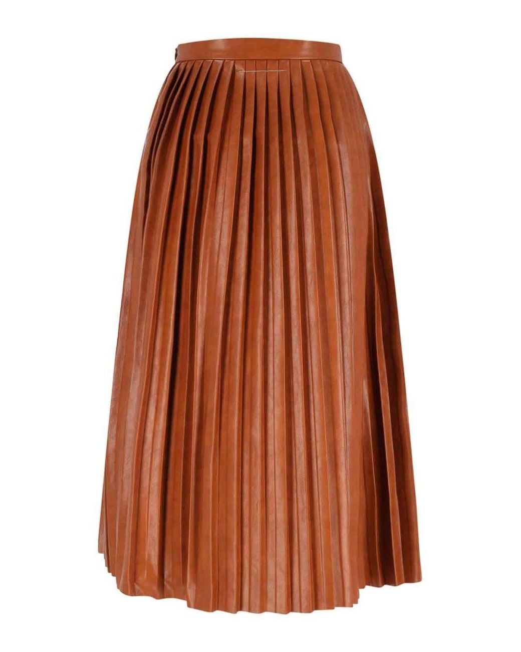 MM6 by Maison Margiela Brown Pleated Midi Skirt