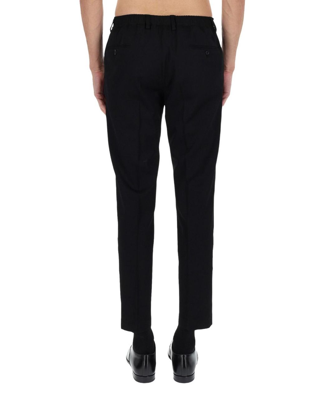 Dolce & Gabbana Black Straight Wool Pants for men