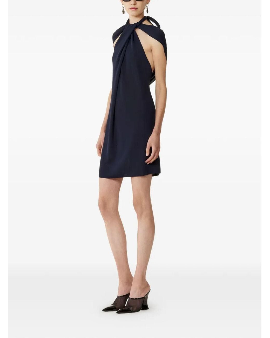 Lanvin Blue Tie-Neck Top