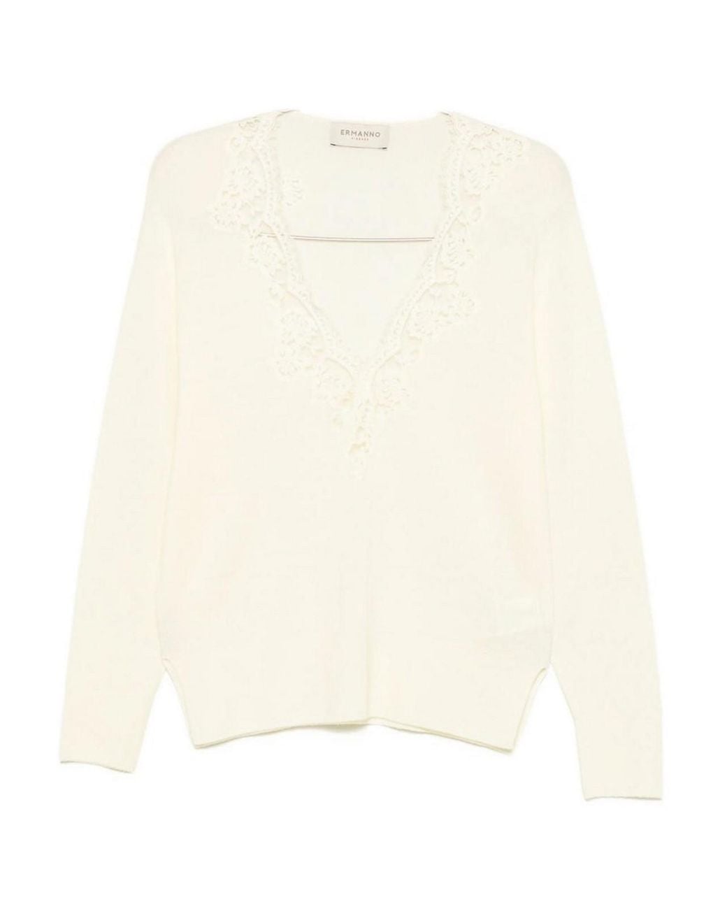 ERMANNO FIRENZE Natural Wool V-Necked Sweater