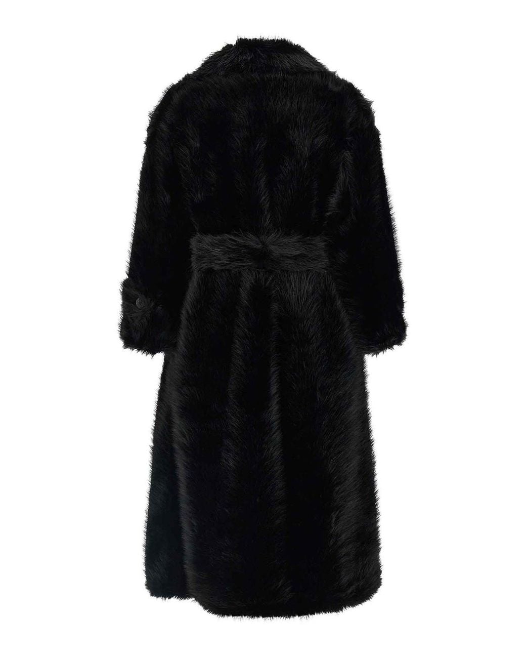 BB COUTURE Black Jackie Eco-Fur Trench Coat