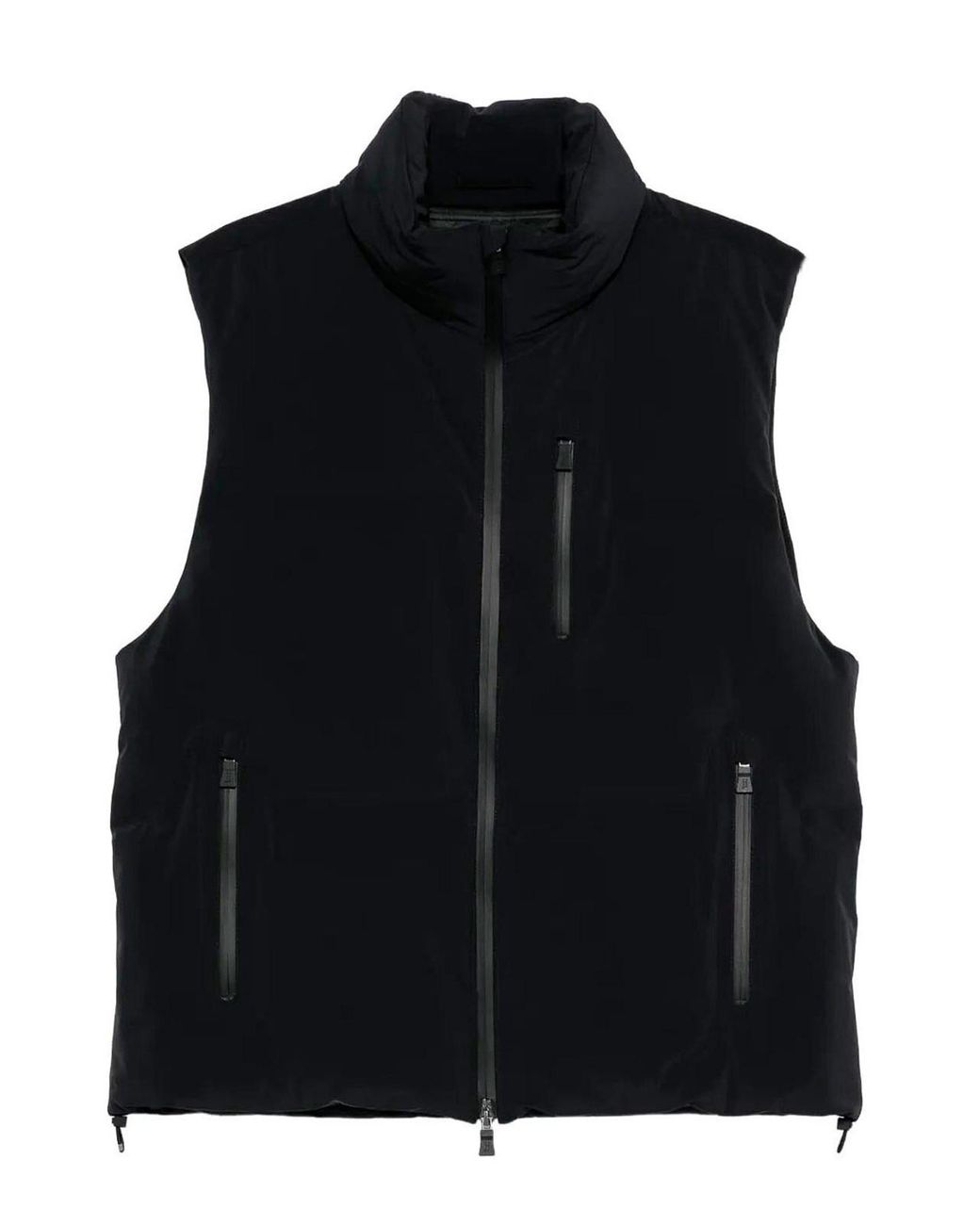 Herno Black Zip-Up High-Neck Sleeveless Vest for men
