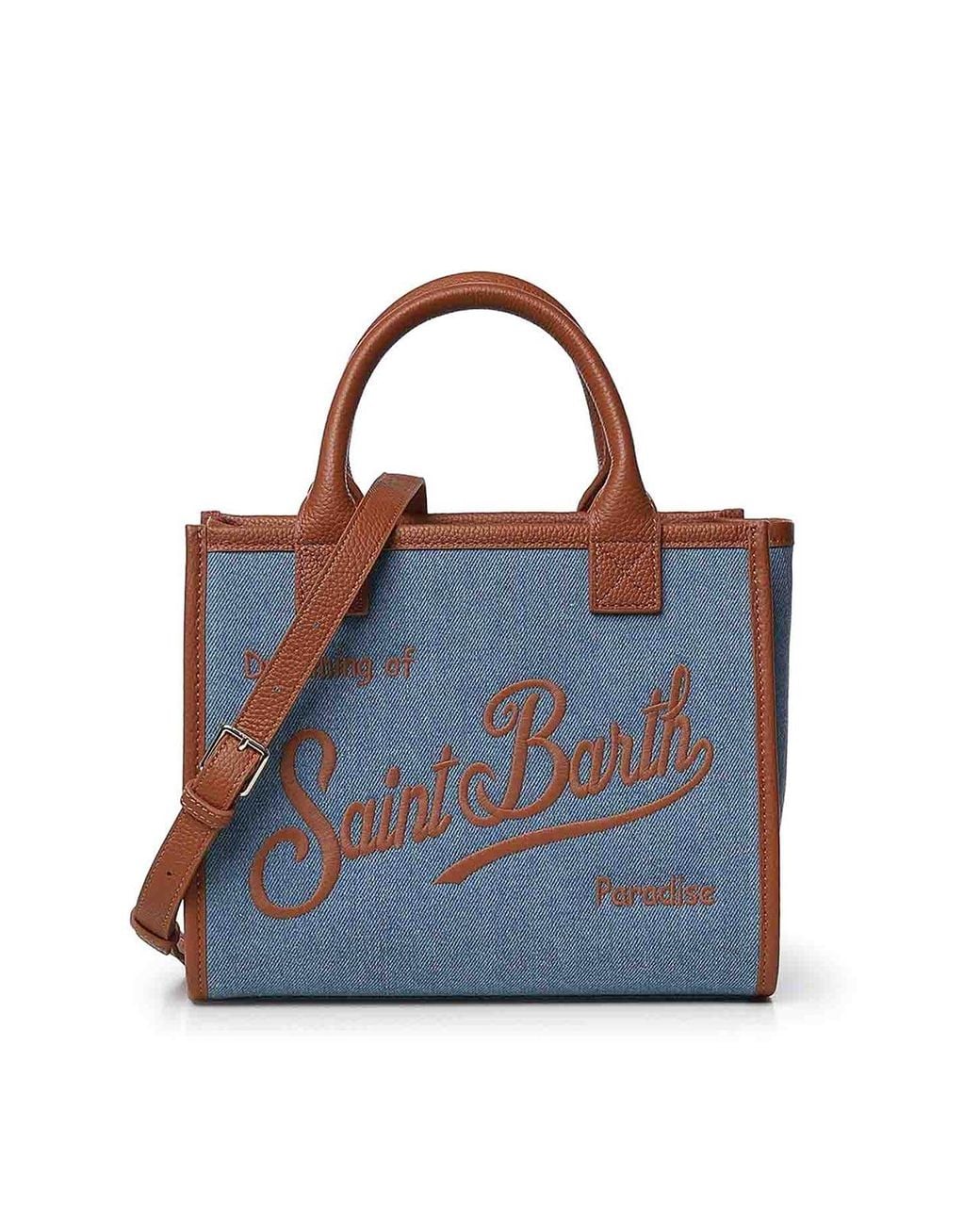 Mc2 Saint Barth Blue Denim And Leather Vanity Bag