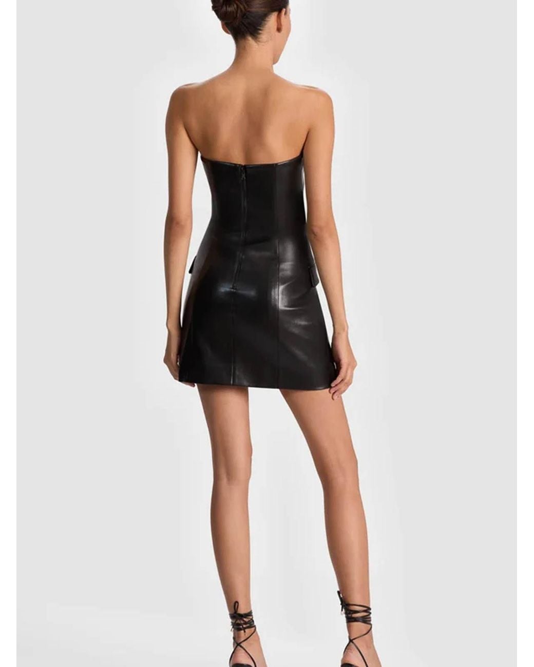 Alice + Olivia Black Vegan Leather Mini Blazer Dress