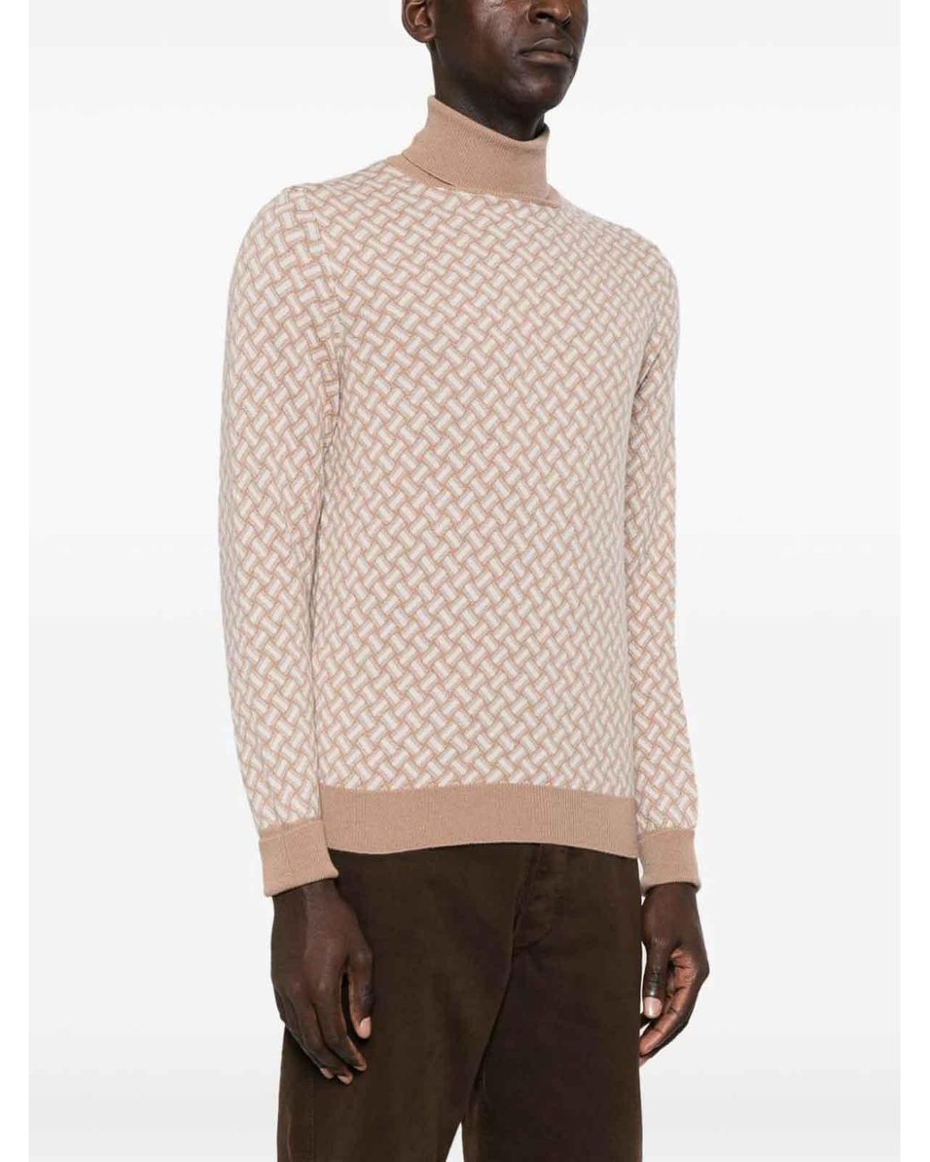 Drumohr White 'Biscottino' Turtle-Neck Sweater for men