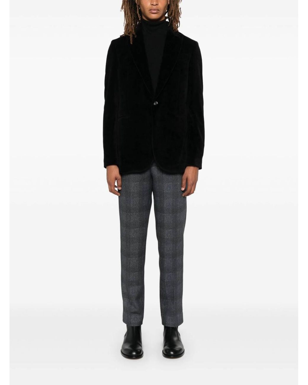 Circolo 1901 Black Velvet Single-Breasted Jacket for men