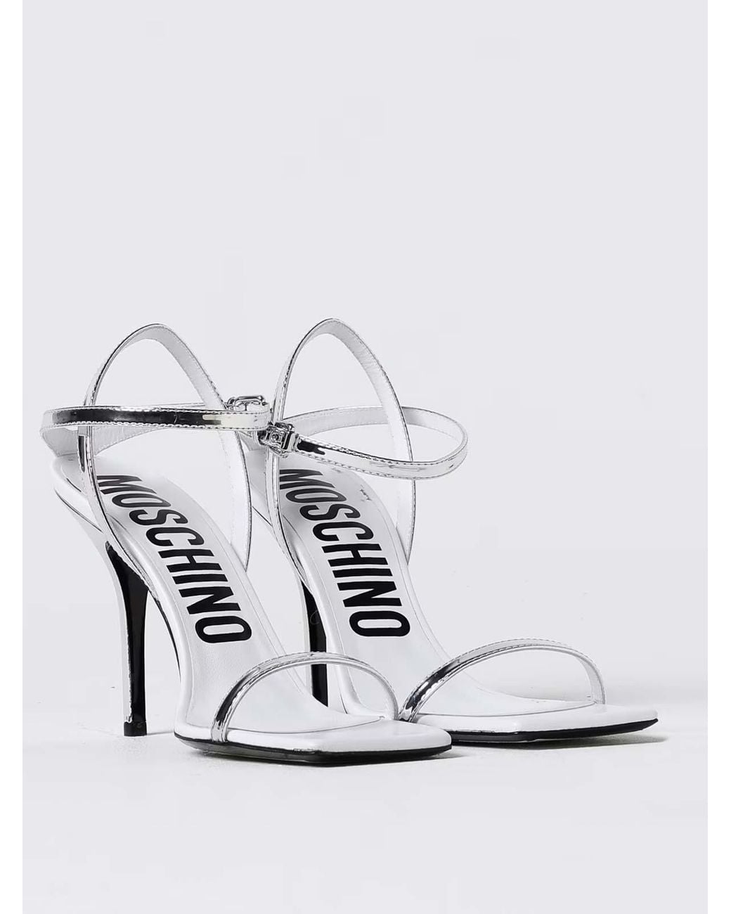 Moschino White Parade Mirror Sandal