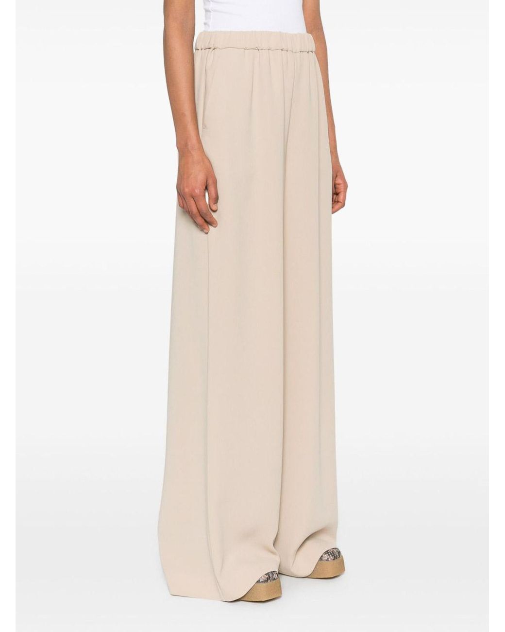Max Mara White Ernesta Wide-Leg Palazzo Pants