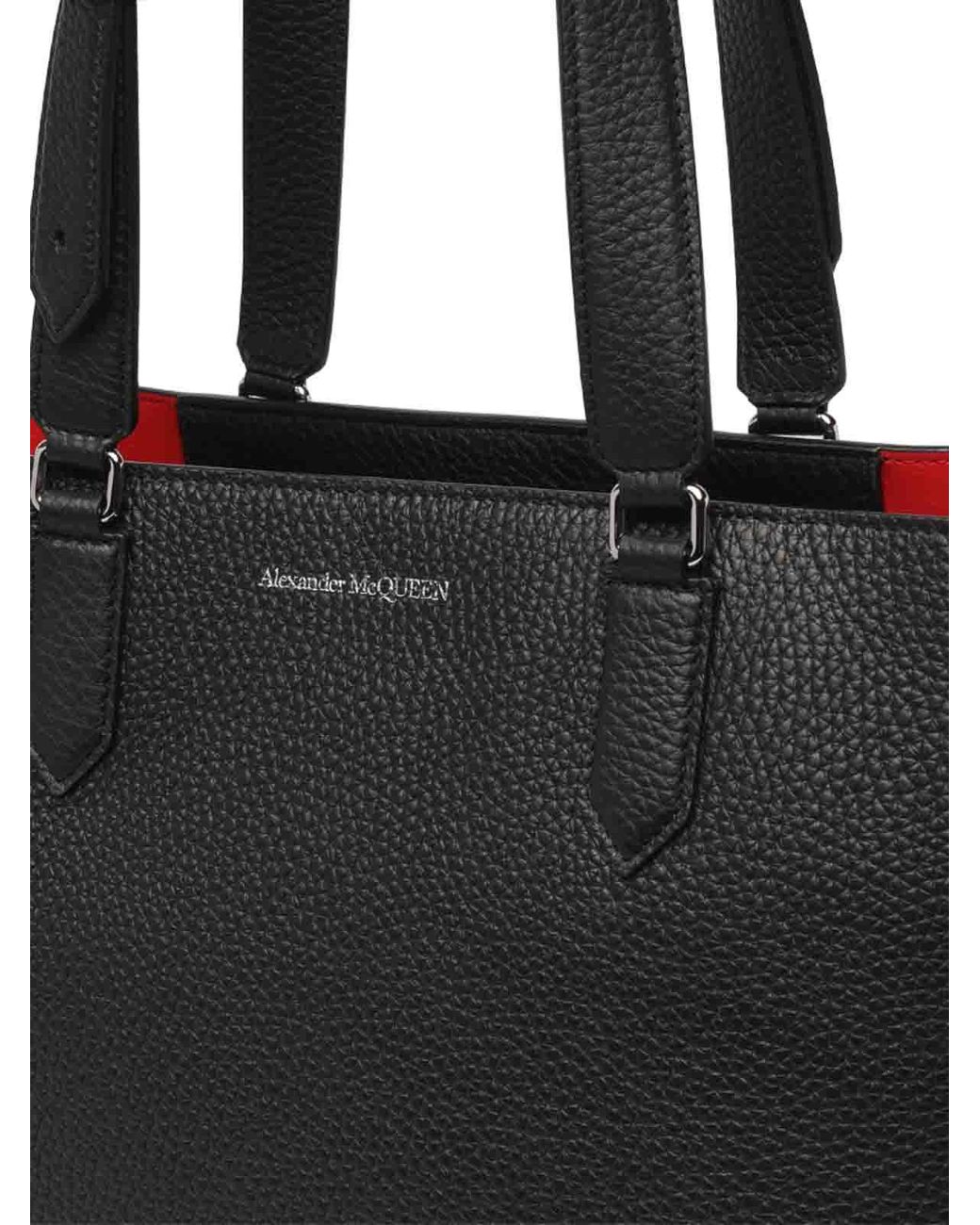 McQueen Black The Edge Mini Tote Handbag