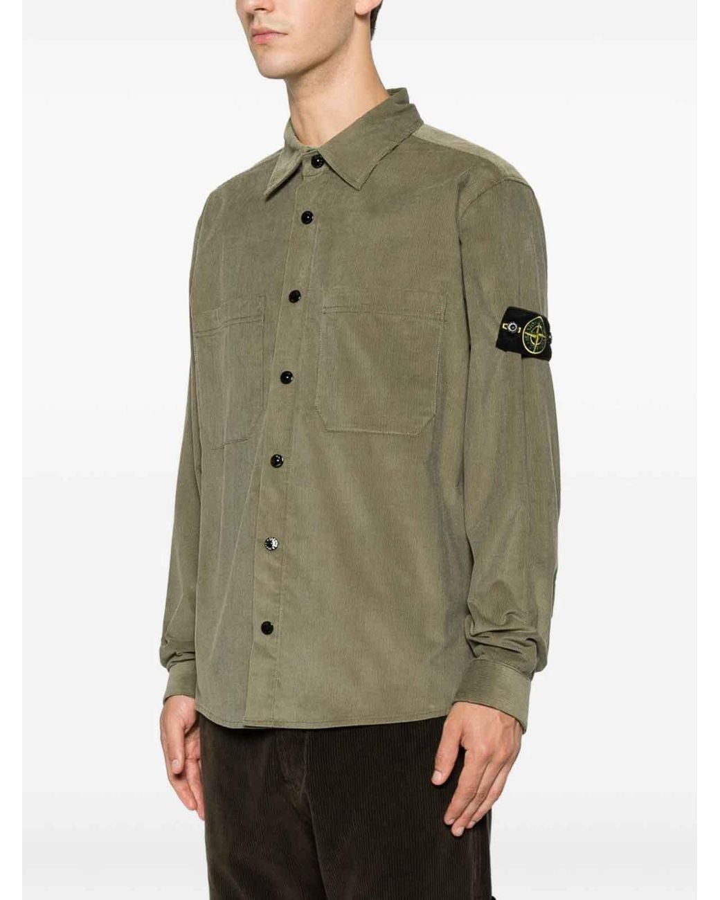 Stone Island Green Corduroy Shirt for men