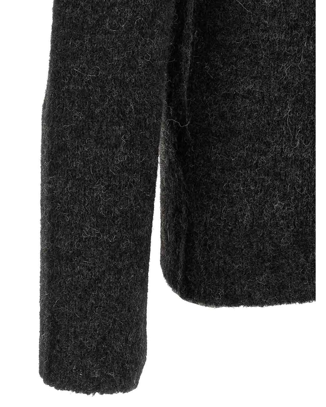 Oliver Lattughi Black Brushed Alpaca Sweater for men