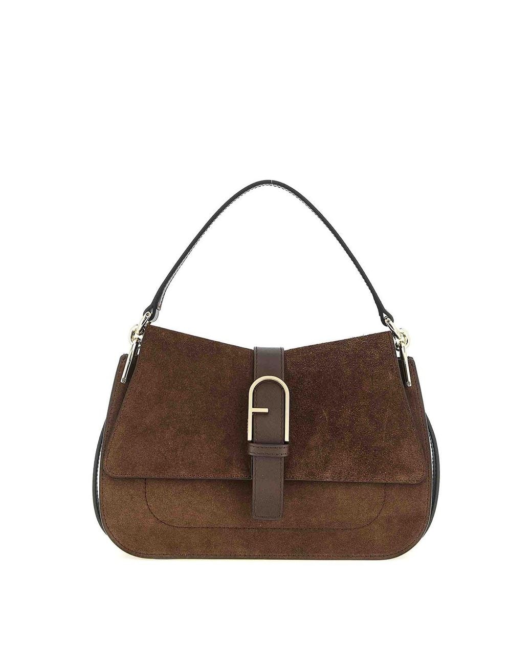 Furla Brown Flow M' Buckle Handbag