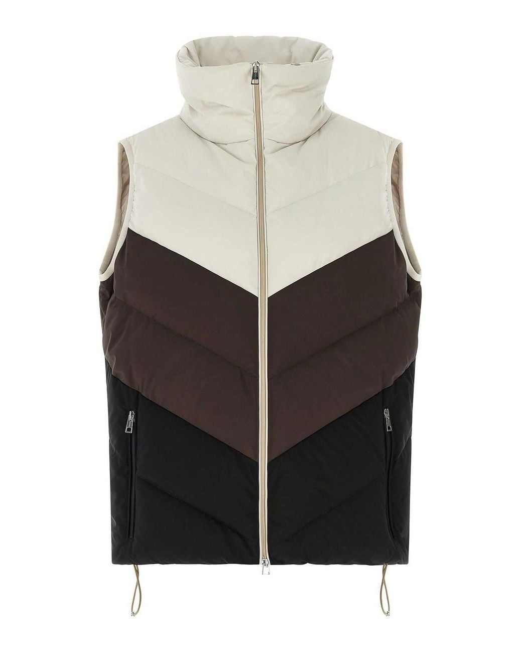 Kiton Gray Chevron Stitching Padded Vest