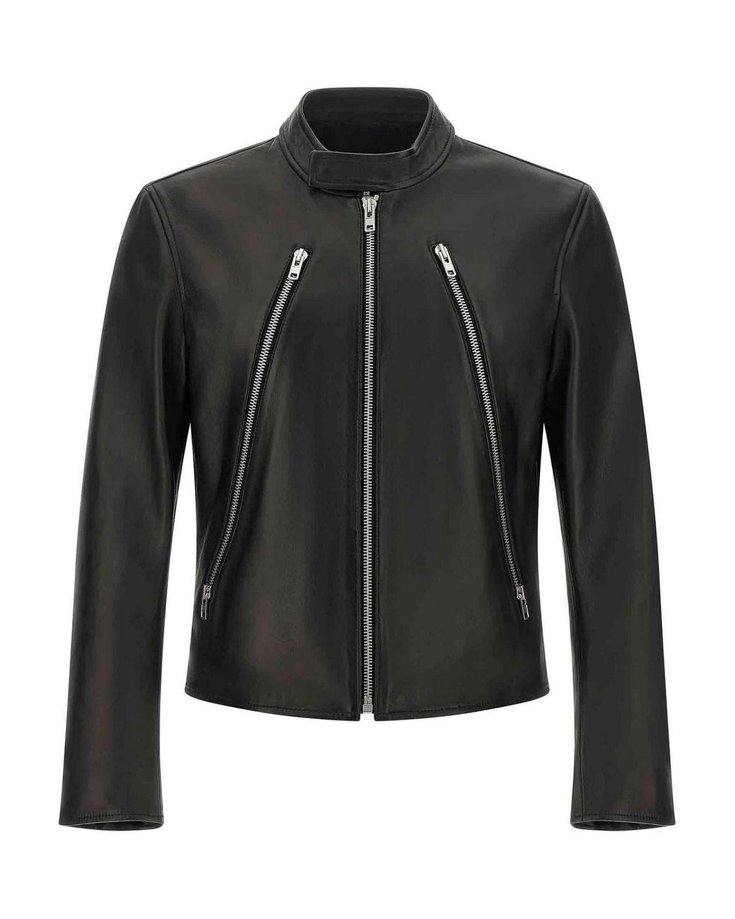 Maison Margiela Black '5-Zip' Leather Jacket for men
